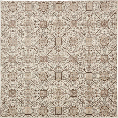 Cream 8' x 8' Rushmore Square Area Rug 55% Polypropylene & 45% Polyester Durable Quality Carpet for Indoor Home Decorating for Sale at Rug Engine