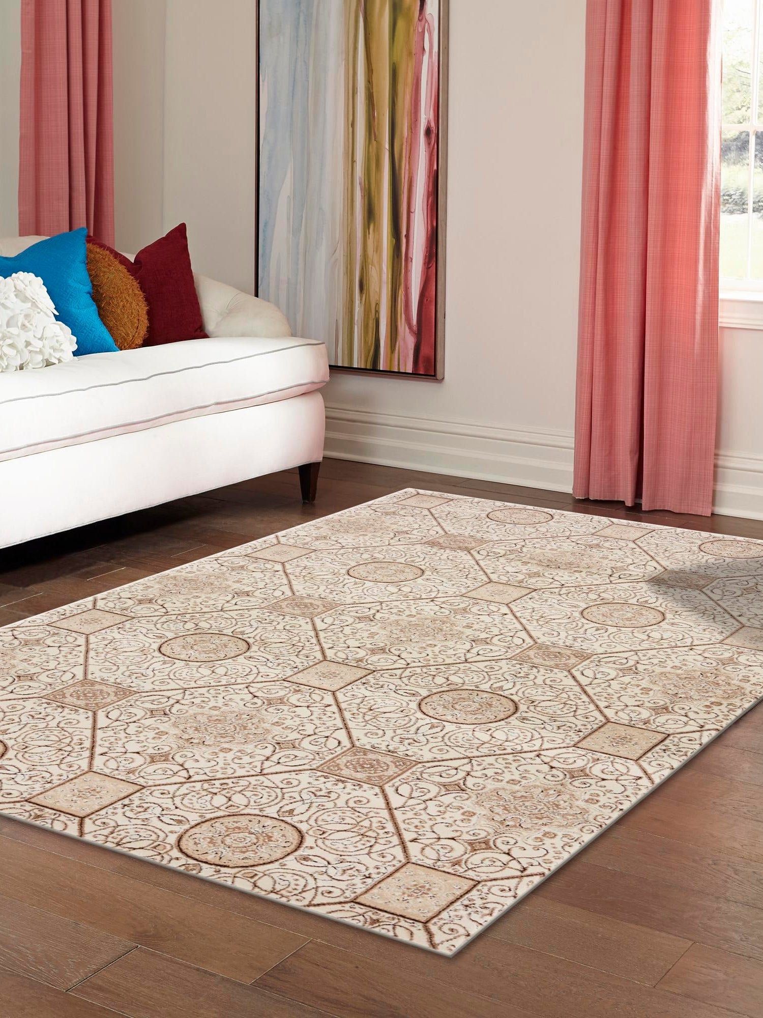 Cream 5' x 8' Rushmore Rectangle Area Rug 55% Polypropylene & 45% Polyester Durable Quality Carpet for Indoor Home Decorating for Sale at Rug Engine