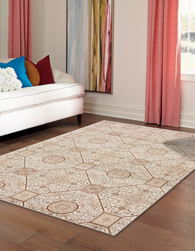 Cream 8' x 11' 8 Rushmore Rectangle Area Rug 55% Polypropylene & 45% Polyester Durable Quality Carpet for Indoor Home Decorating for Sale at Rug Engine