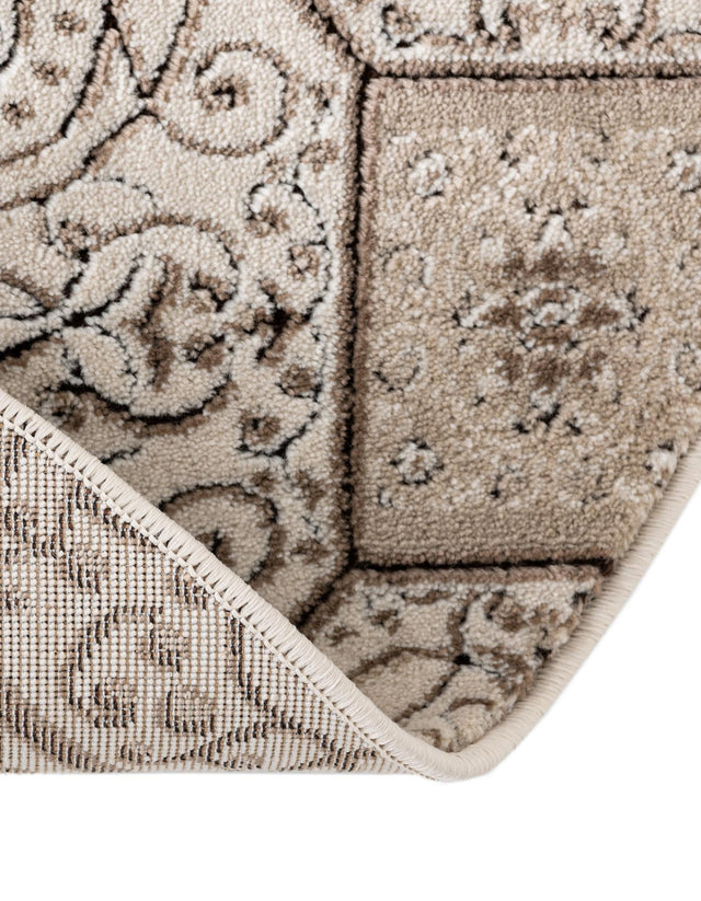 Cream 5' 1 x 5' 1 Rushmore Round Area Rug 55% Polypropylene & 45% Polyester Durable Quality Carpet for Indoor Home Decorating for Sale at Rug Engine