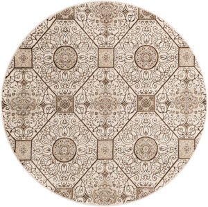 Cream 5' 1 x 5' 1 Rushmore Round Area Rug 55% Polypropylene & 45% Polyester Durable Quality Carpet for Indoor Home Decorating for Sale at Rug Engine