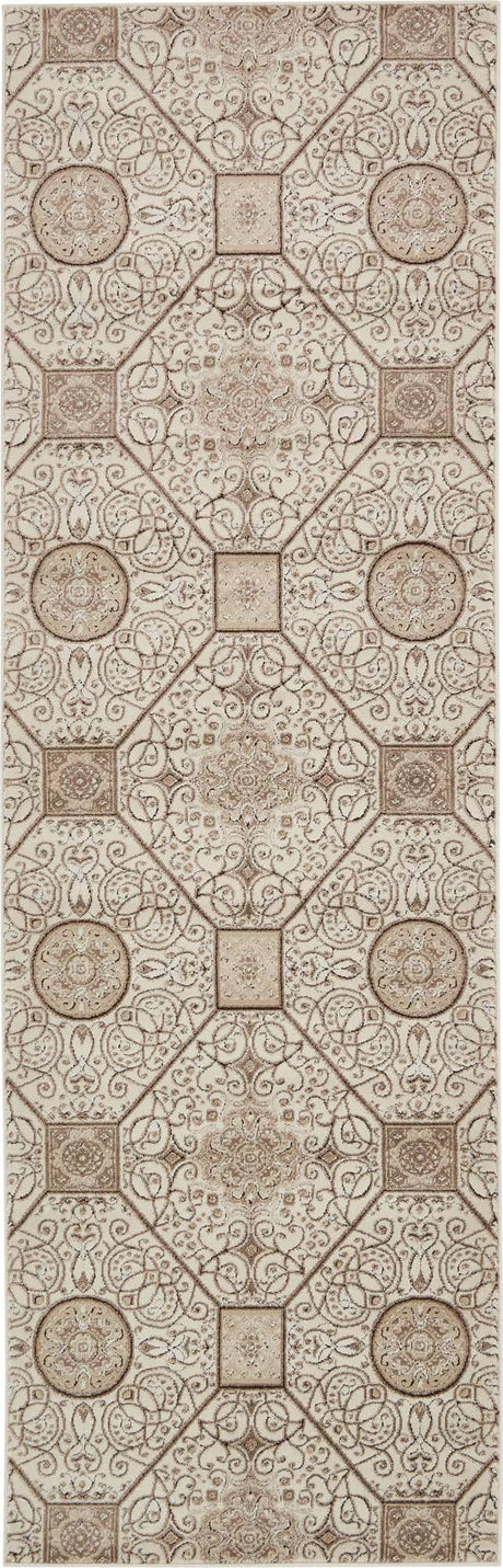 Cream 3' x 9' 10 Rushmore Runner Area Rug 55% Polypropylene & 45% Polyester Durable Quality Carpet for Indoor Home Decorating for Sale at Rug Engine