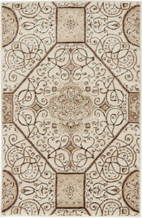 Cream 2' x 3' Rushmore Rectangle Area Rug 55% Polypropylene & 45% Polyester Durable Quality Carpet for Indoor Home Decorating for Sale at Rug Engine