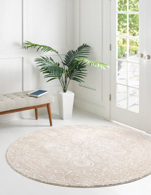 Beige 3' 3 x 3' 3 Rushmore Round Area Rug 55% Polypropylene & 45% Polyester Durable Quality Carpet for Indoor Home Decorating for Sale at Rug Engine