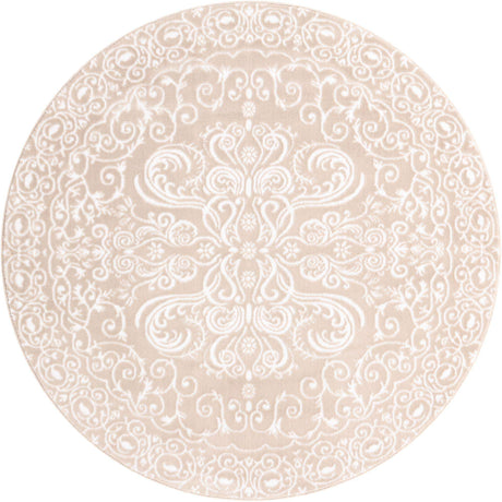 Beige 5' x 5' Rushmore Round Area Rug 55% Polypropylene & 45% Polyester Durable Quality Carpet for Indoor Home Decorating for Sale at Rug Engine