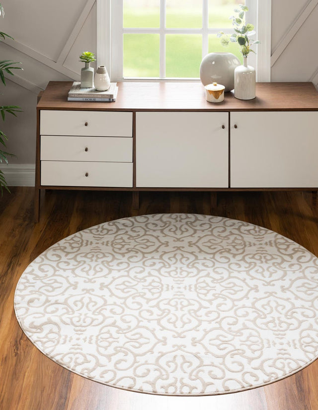 Snow White 6' x 6' Rushmore Round Area Rug 55% Polypropylene & 45% Polyester Durable Quality Carpet for Indoor Home Decorating for Sale at Rug Engine