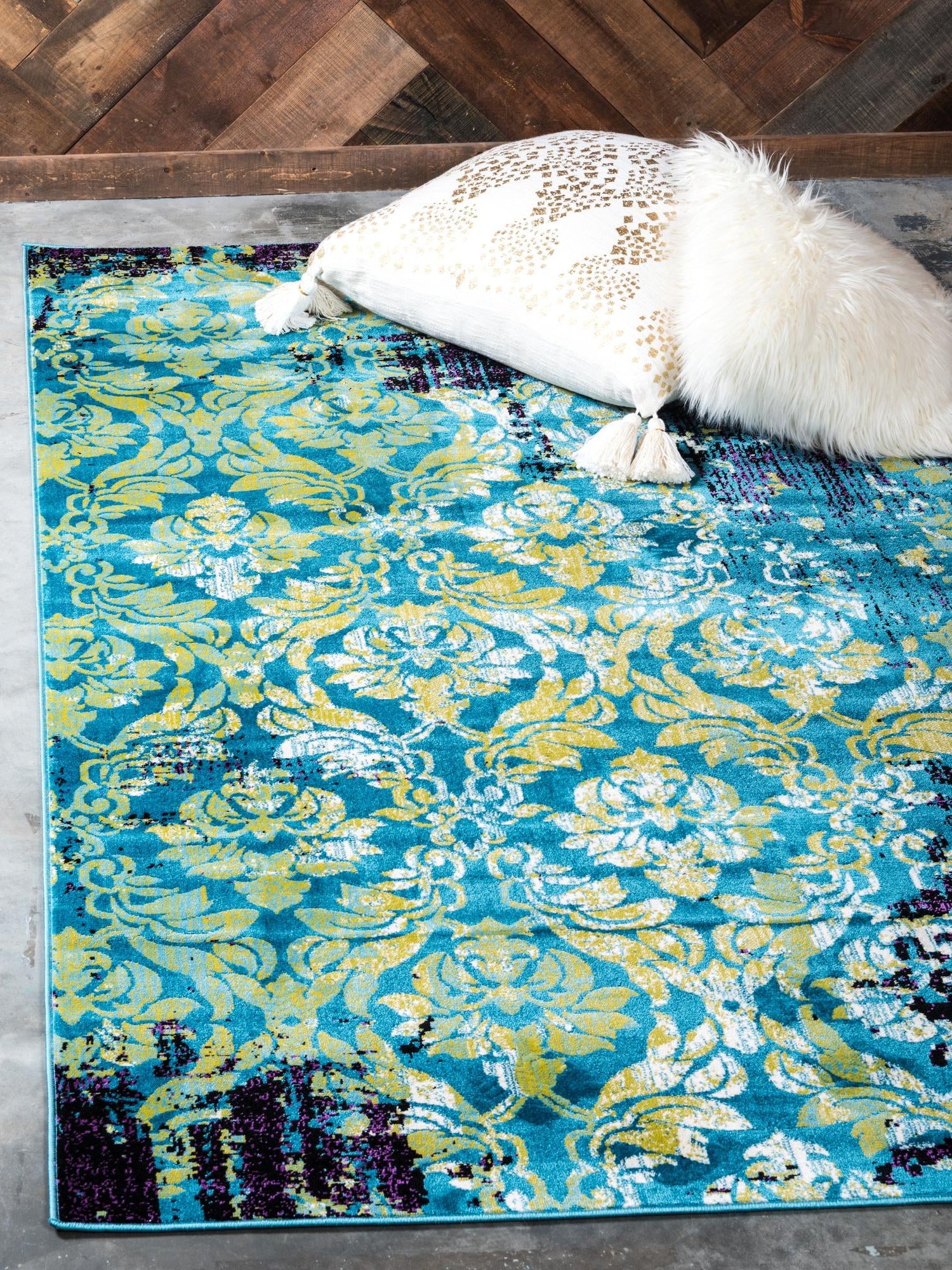 Blue 9' x 12' Imperial Rectangle Area Rug 100% Polypropylene With Cotton Backing Traditional Vintage Distressed Design Carpet for Sale at Rug Engine