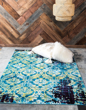 Blue 9' x 12' Imperial Rectangle Area Rug 100% Polypropylene With Cotton Backing Traditional Vintage Distressed Design Carpet for Sale at Rug Engine