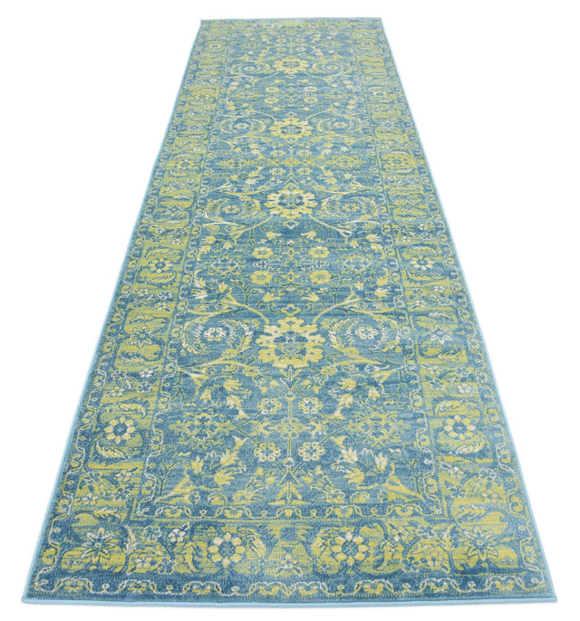 Blue 3' x 9' 10 Imperial Runner Area Rug 100% Polypropylene With Cotton Backing Traditional Vintage Distressed Design Carpet for Sale at Rug Engine