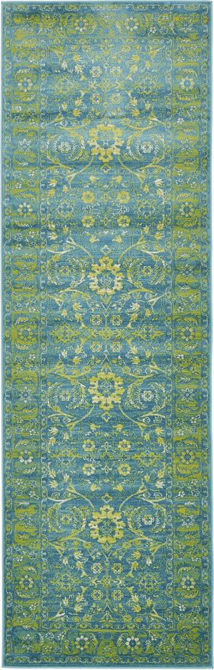 Blue 3' x 9' 10 Imperial Runner Area Rug 100% Polypropylene With Cotton Backing Traditional Vintage Distressed Design Carpet for Sale at Rug Engine