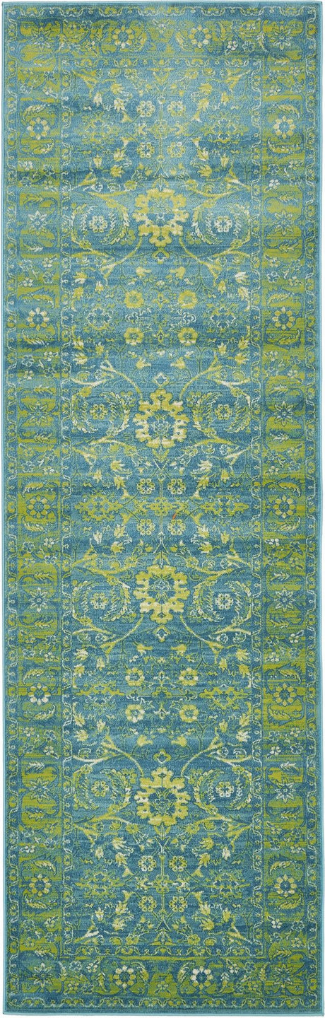 Blue 3' x 9' 10 Imperial Runner Area Rug 100% Polypropylene With Cotton Backing Traditional Vintage Distressed Design Carpet for Sale at Rug Engine