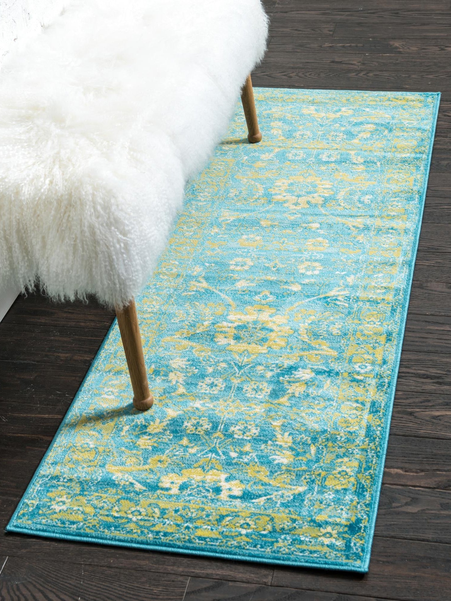Blue 2' x 6' 1 Imperial Runner Area Rug 100% Polypropylene With Cotton Backing Traditional Vintage Distressed Design Carpet for Sale at Rug Engine