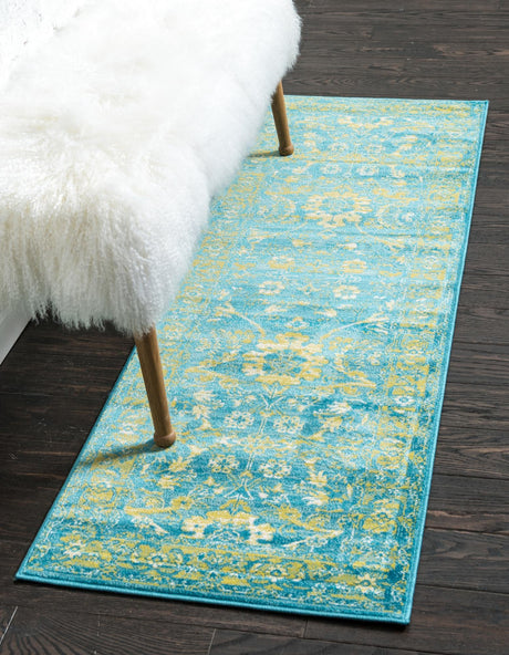 Blue 2' x 6' 1 Imperial Runner Area Rug 100% Polypropylene With Cotton Backing Traditional Vintage Distressed Design Carpet for Sale at Rug Engine