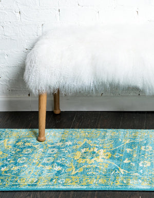 Blue 2' x 6' 1 Imperial Runner Area Rug 100% Polypropylene With Cotton Backing Traditional Vintage Distressed Design Carpet for Sale at Rug Engine