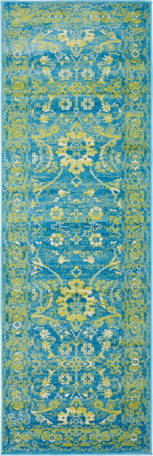 Blue 2' x 6' 1 Imperial Runner Area Rug 100% Polypropylene With Cotton Backing Traditional Vintage Distressed Design Carpet for Sale at Rug Engine