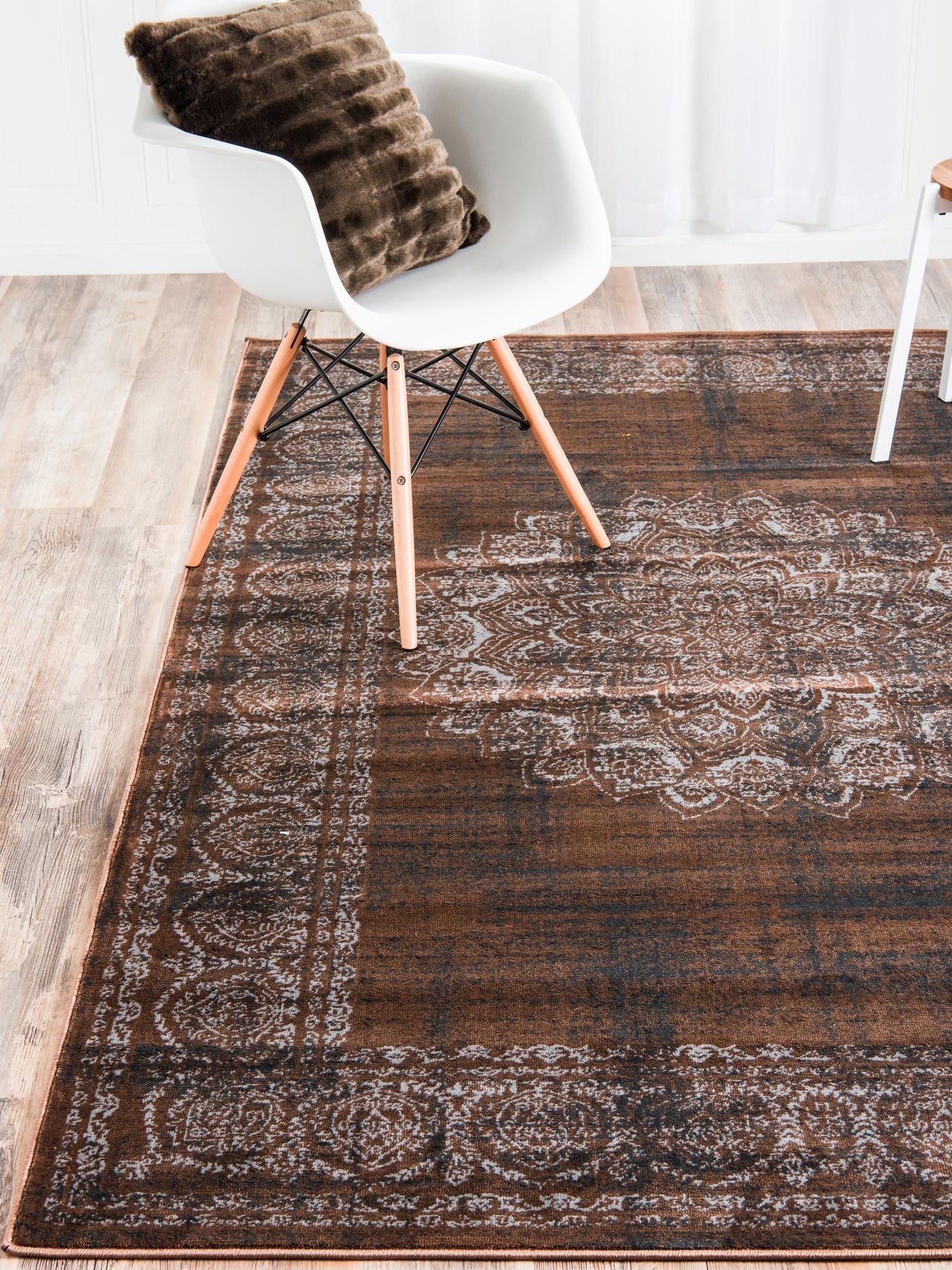 Chocolate Brown 7' 1 x 10' Imperial Rectangle Area Rug 100% Polypropylene With Cotton Backing Traditional Vintage Distressed Design Carpet for Sale at Rug Engine