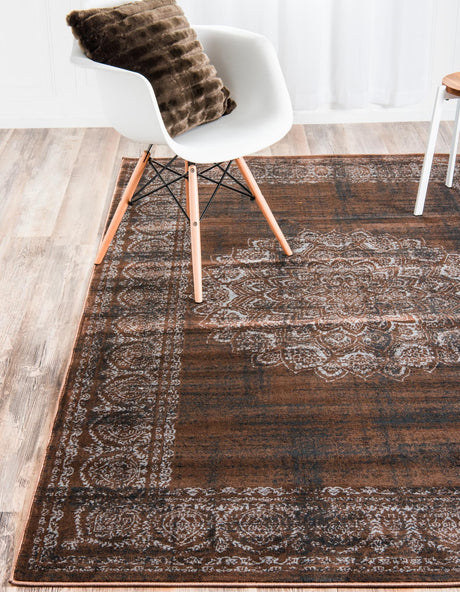 Chocolate Brown 7' 1 x 10' Imperial Rectangle Area Rug 100% Polypropylene With Cotton Backing Traditional Vintage Distressed Design Carpet for Sale at Rug Engine