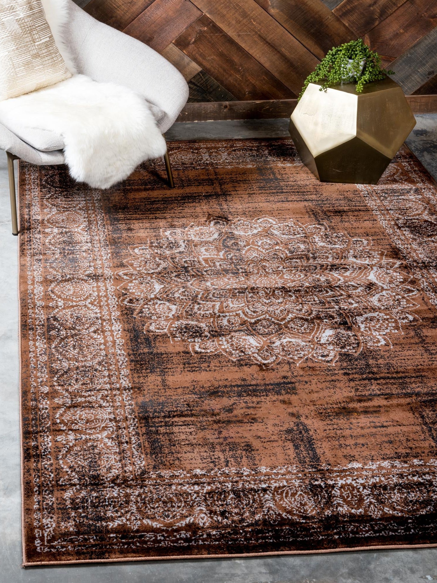 Chocolate Brown 7' 1 x 10' Imperial Rectangle Area Rug 100% Polypropylene With Cotton Backing Traditional Vintage Distressed Design Carpet for Sale at Rug Engine