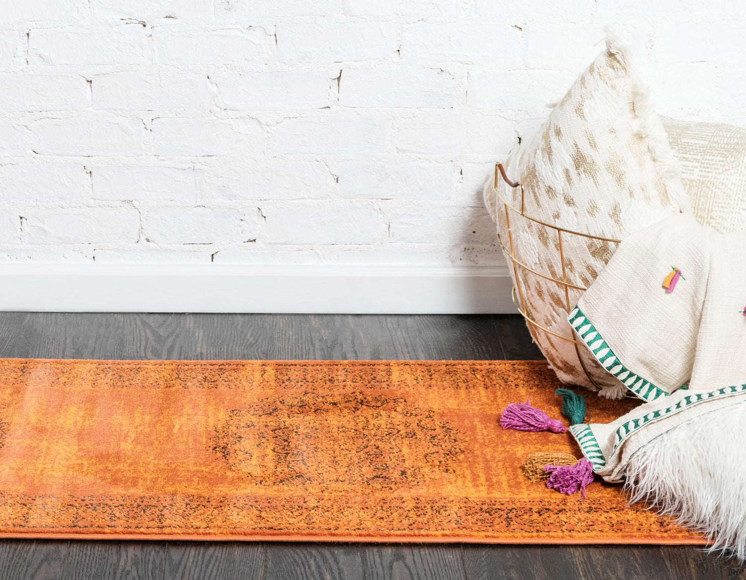 Terracotta 2' x 6' 1 Imperial Runner Area Rug 100% Polypropylene With Cotton Backing Traditional Vintage Distressed Design Carpet for Sale at Rug Engine