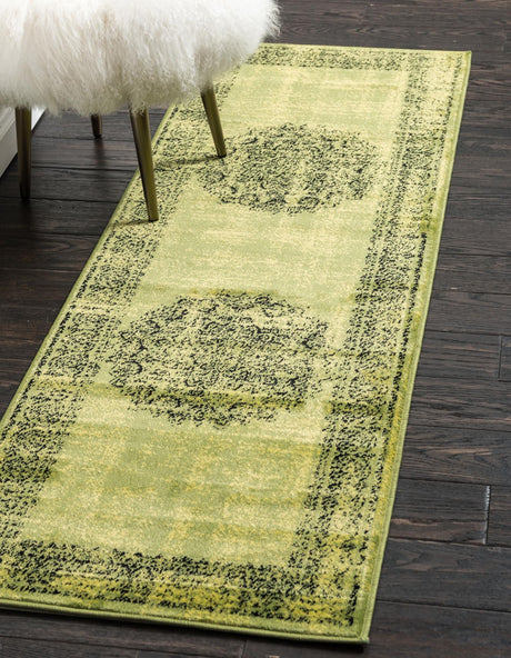 Sage Green 3' x 9' 10 Imperial Runner Area Rug 100% Polypropylene With Cotton Backing Traditional Vintage Distressed Design Carpet for Sale at Rug Engine