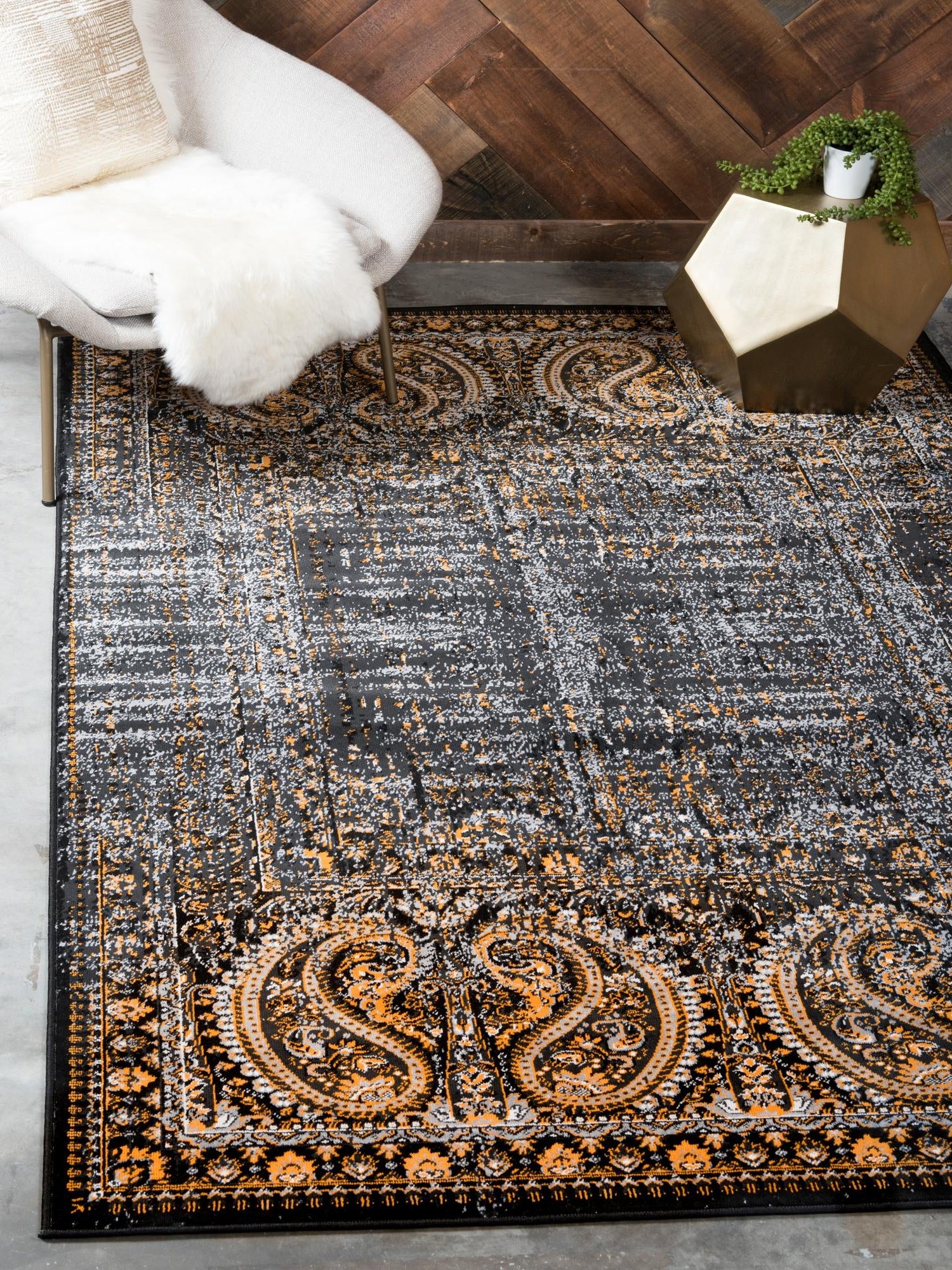 Black 2' x 3' 1 Imperial Rectangle Area Rug 100% Polypropylene With Cotton Backing Traditional Vintage Distressed Design Carpet for Sale at Rug Engine