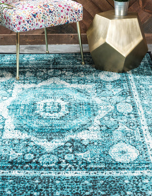 Blue 10' x 13' 1 Imperial Rectangle Area Rug 100% Polypropylene With Cotton Backing Traditional Vintage Distressed Design Carpet for Sale at Rug Engine