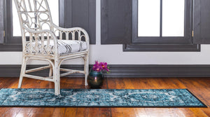 Blue 2' x 6' 1 Imperial Runner Area Rug 100% Polypropylene With Cotton Backing Traditional Vintage Distressed Design Carpet for Sale at Rug Engine