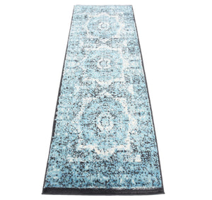Blue 2' x 6' 1 Imperial Runner Area Rug 100% Polypropylene With Cotton Backing Traditional Vintage Distressed Design Carpet for Sale at Rug Engine