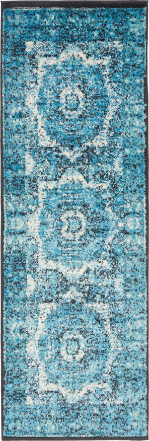 Blue 2' x 6' 1 Imperial Runner Area Rug 100% Polypropylene With Cotton Backing Traditional Vintage Distressed Design Carpet for Sale at Rug Engine