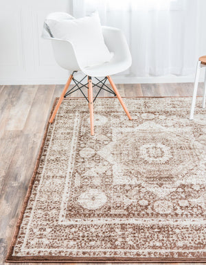 Chocolate Brown 4' 1 x 6' 1 Imperial Rectangle Area Rug 100% Polypropylene With Cotton Backing Traditional Vintage Distressed Design Carpet for Sale at Rug Engine