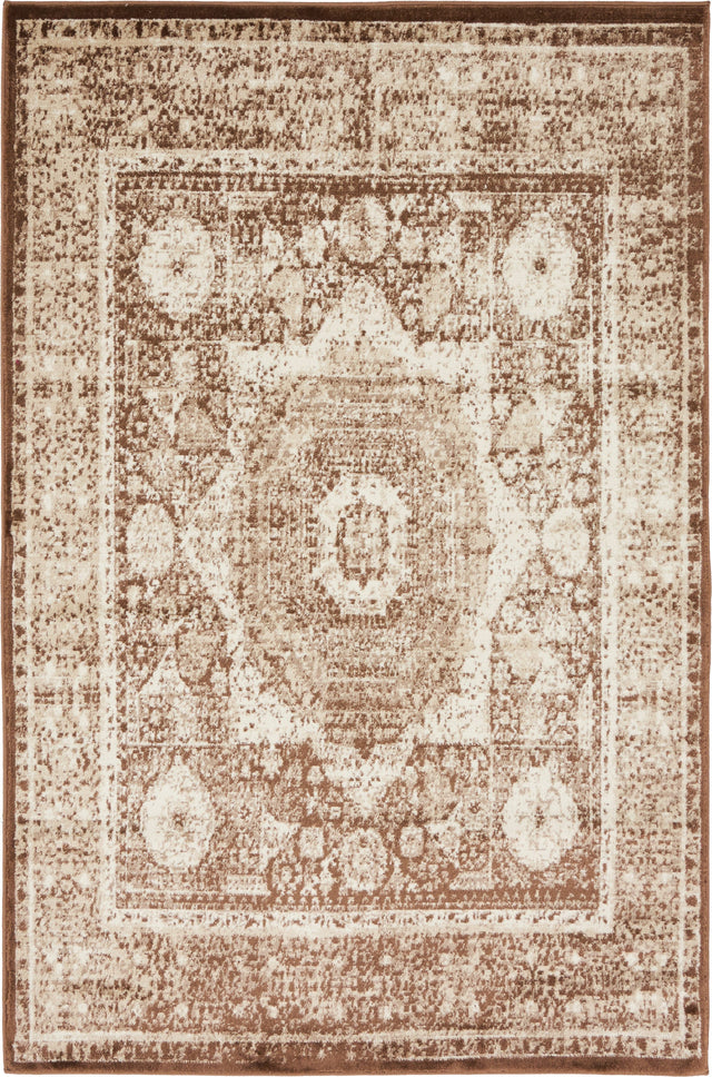 Chocolate Brown 4' 1 x 6' 1 Imperial Rectangle Area Rug 100% Polypropylene With Cotton Backing Traditional Vintage Distressed Design Carpet for Sale at Rug Engine