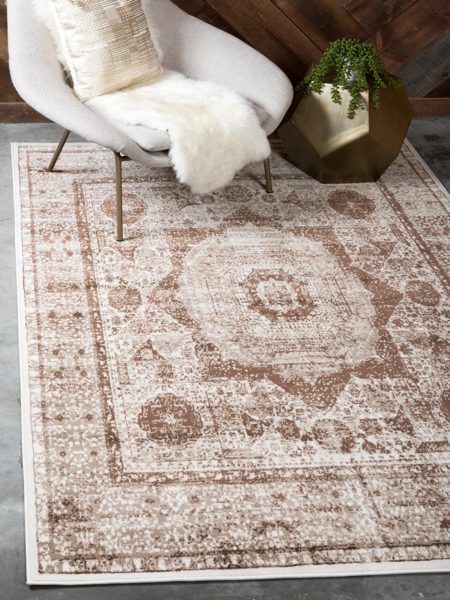 Dark Beige 2' x 3' 1 Imperial Rectangle Area Rug 100% Polypropylene With Cotton Backing Traditional Vintage Distressed Design Carpet for Sale at Rug Engine
