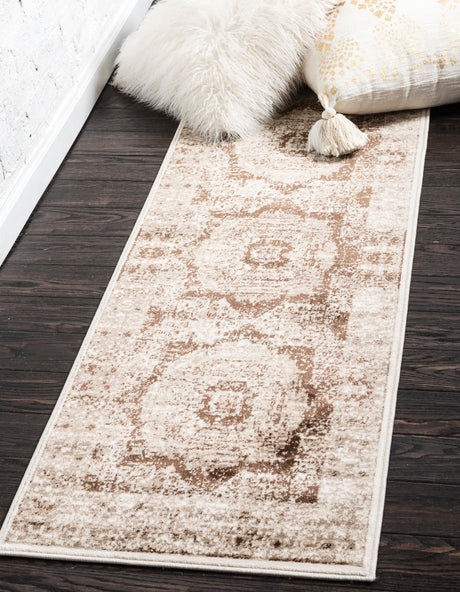 Dark Beige 2' x 6' 1 Imperial Runner Area Rug 100% Polypropylene With Cotton Backing Traditional Vintage Distressed Design Carpet for Sale at Rug Engine