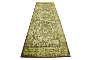 Light Green 3' x 9' 10 Imperial Runner Area Rug 100% Polypropylene With Cotton Backing Traditional Vintage Distressed Design Carpet for Sale at Rug Engine