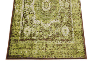 Light Green 3' x 9' 10 Imperial Runner Area Rug 100% Polypropylene With Cotton Backing Traditional Vintage Distressed Design Carpet for Sale at Rug Engine