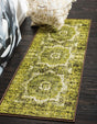 Light Green 3' x 9' 10 Imperial Runner Area Rug 100% Polypropylene With Cotton Backing Traditional Vintage Distressed Design Carpet for Sale at Rug Engine