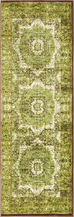 Light Green 2' x 6' 1 Imperial Runner Area Rug 100% Polypropylene With Cotton Backing Traditional Vintage Distressed Design Carpet for Sale at Rug Engine