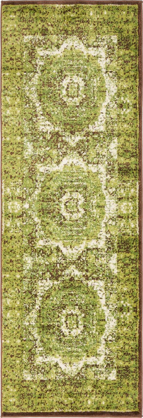 Light Green 2' x 6' 1 Imperial Runner Area Rug 100% Polypropylene With Cotton Backing Traditional Vintage Distressed Design Carpet for Sale at Rug Engine