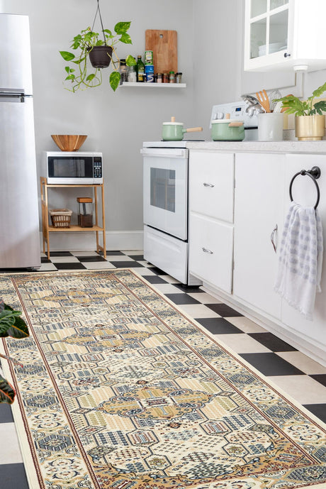 Ivory 2' 11 x 13' 1 Narenj Runner Area Rug 85% Polypropylene & 15% Polyester Traditional Classic Carpet for Living, Dining, Bedrooms, Office for Sale at Rug Engine