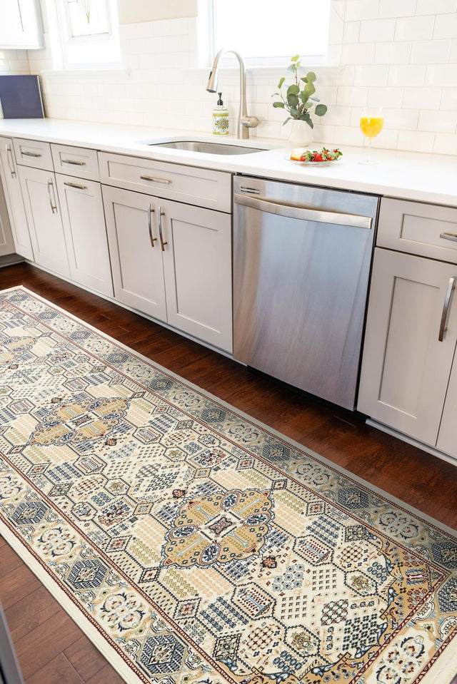 Ivory 2' 11 x 13' 1 Narenj Runner Area Rug 85% Polypropylene & 15% Polyester Traditional Classic Carpet for Living, Dining, Bedrooms, Office for Sale at Rug Engine