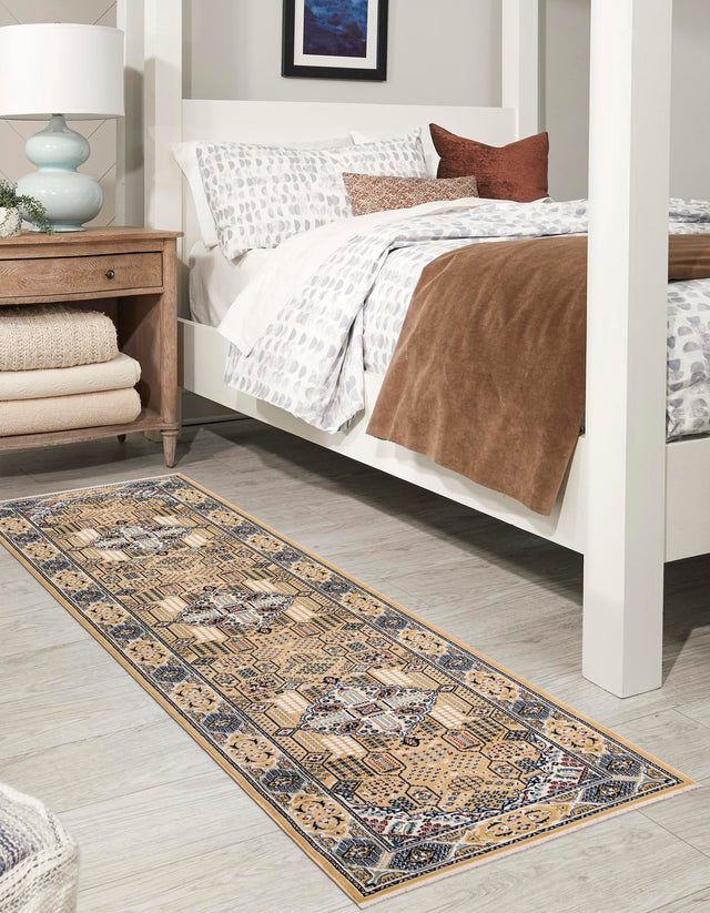 Beige 2' 11 x 13' 1 Narenj Runner Area Rug 85% Polypropylene & 15% Polyester Traditional Classic Carpet for Living, Dining, Bedrooms, Office for Sale at Rug Engine