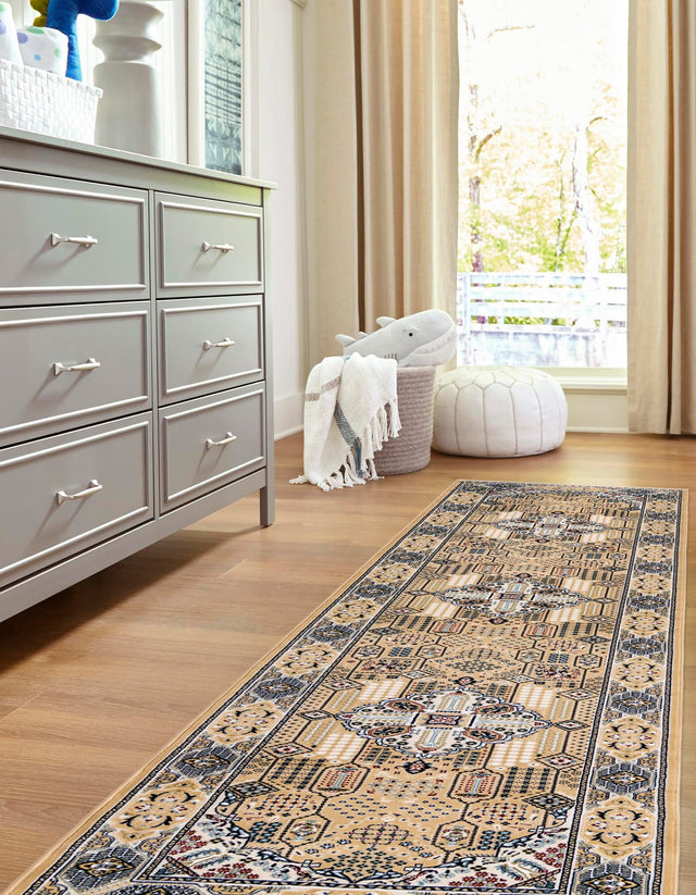 Beige 2' 11 x 13' 1 Narenj Runner Area Rug 85% Polypropylene & 15% Polyester Traditional Classic Carpet for Living, Dining, Bedrooms, Office for Sale at Rug Engine