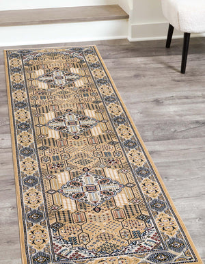 Beige 2' 11 x 13' 1 Narenj Runner Area Rug 85% Polypropylene & 15% Polyester Traditional Classic Carpet for Living, Dining, Bedrooms, Office for Sale at Rug Engine