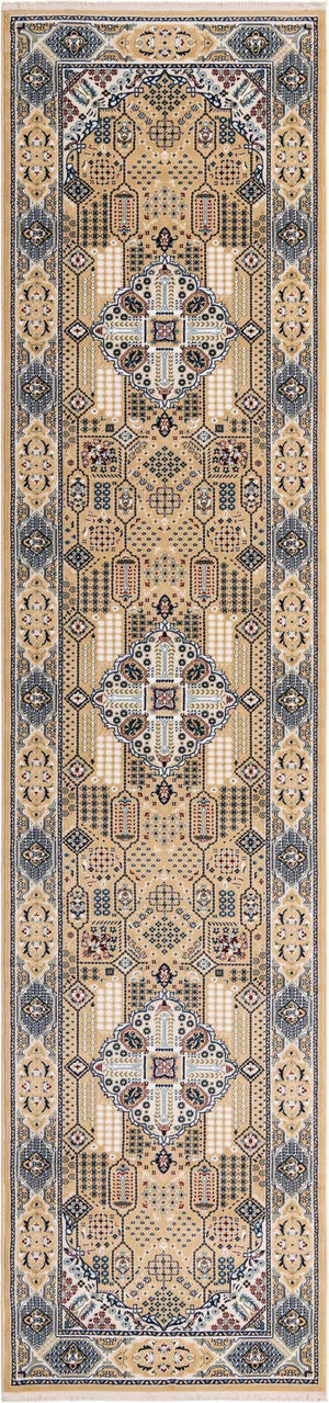 Beige 2' 11 x 13' 1 Narenj Runner Area Rug 85% Polypropylene & 15% Polyester Traditional Classic Carpet for Living, Dining, Bedrooms, Office for Sale at Rug Engine