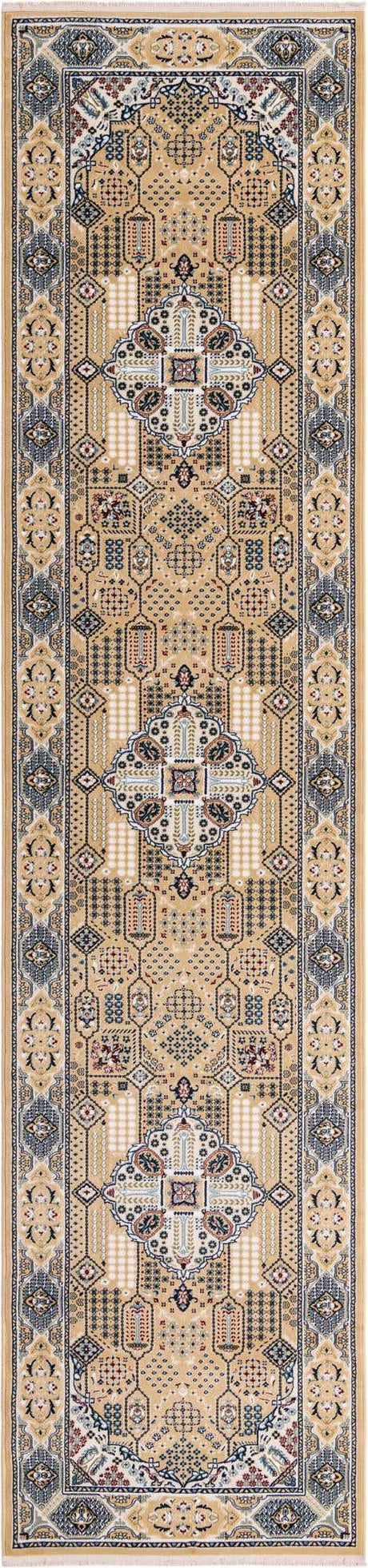 Beige 2' 11 x 13' 1 Narenj Runner Area Rug 85% Polypropylene & 15% Polyester Traditional Classic Carpet for Living, Dining, Bedrooms, Office for Sale at Rug Engine