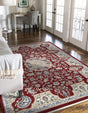 Burgundy 7' 10 x 10' Narenj Rectangle Area Rug 85% Polypropylene & 15% Polyester Traditional Classic Carpet for Living, Dining, Bedrooms, Office for Sale at Rug Engine