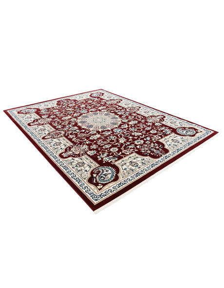 Burgundy 7' 10 x 10' Narenj Rectangle Area Rug 85% Polypropylene & 15% Polyester Traditional Classic Carpet for Living, Dining, Bedrooms, Office for Sale at Rug Engine