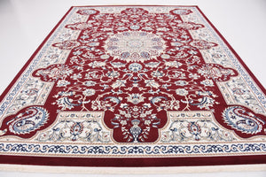 Burgundy 7' 10 x 10' Narenj Rectangle Area Rug 85% Polypropylene & 15% Polyester Traditional Classic Carpet for Living, Dining, Bedrooms, Office for Sale at Rug Engine