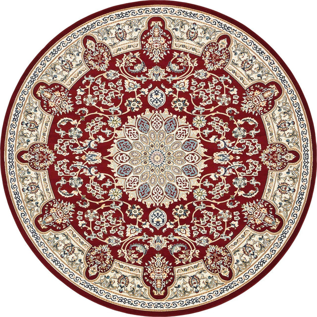 Burgundy 10' x 10' Narenj Round Area Rug 85% Polypropylene & 15% Polyester Traditional Classic Carpet for Living, Dining, Bedrooms, Office for Sale at Rug Engine