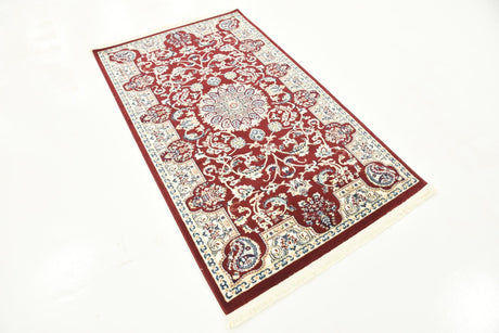 Burgundy 3' 1 x 5' 3 Narenj Rectangle Area Rug 85% Polypropylene & 15% Polyester Traditional Classic Carpet for Living, Dining, Bedrooms, Office for Sale at Rug Engine